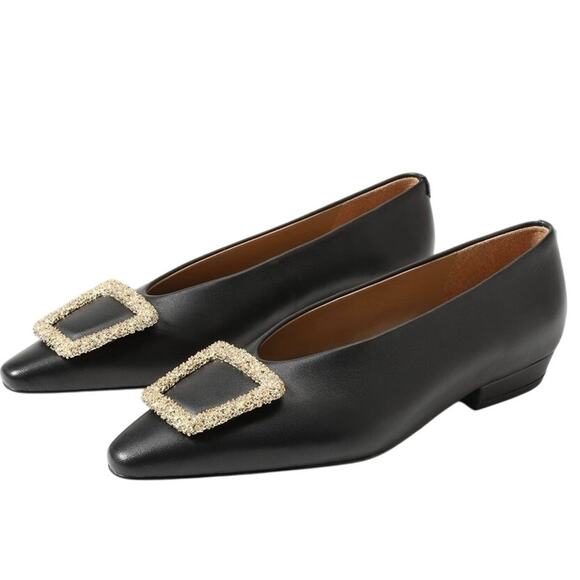 Sam Edelman Womens Janina Flats US 7 M EU 37 Black Leather NIB - Picture 1 of 13